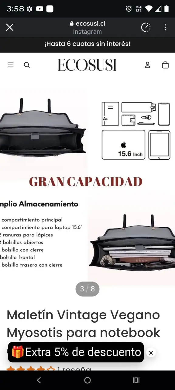 Maletín Vintage Vegano para Notebook Ecosusi - 5