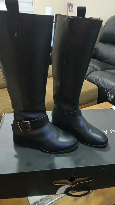 Botas de cuero negras para mujer - miniatura 1