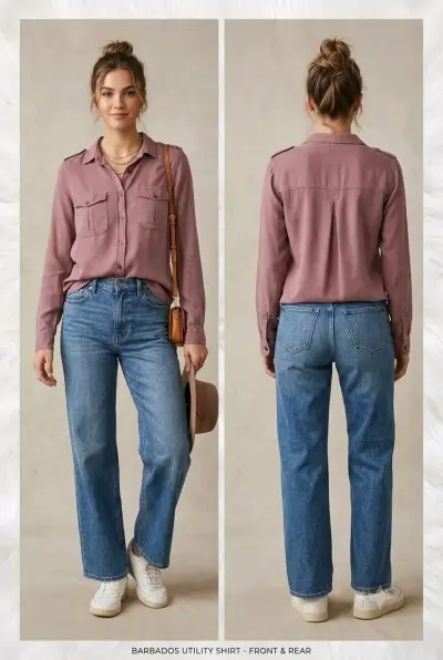 Camisa manga larga color rosa Barbados - miniatura 6