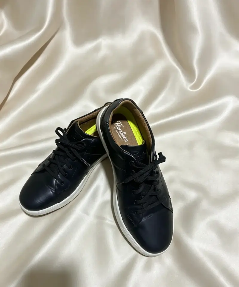 Zapatillas de cuero negro para hombre - 1