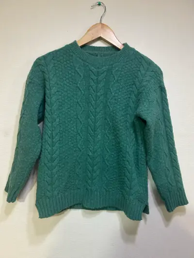Suéter verde de lana tejido para hombre - miniatura 1