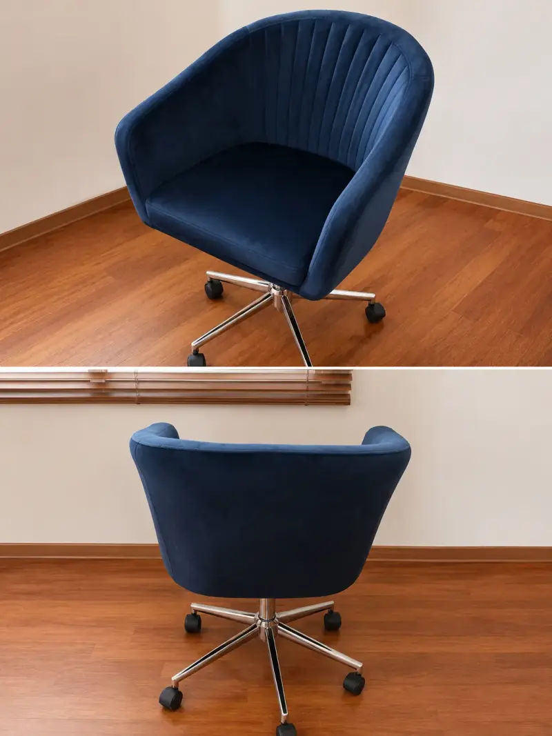 Silla de oficina azul con ruedas - 2