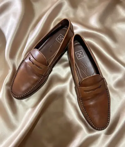 Mocasines de cuero marrón para hombre - miniatura 1