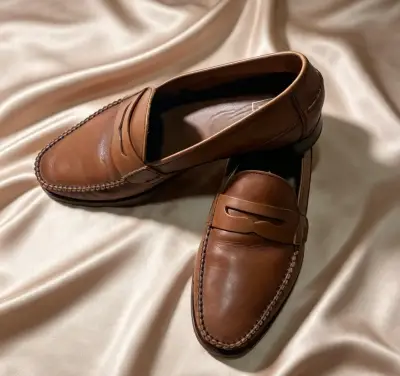 Mocasines de cuero marrón para hombre - miniatura 2