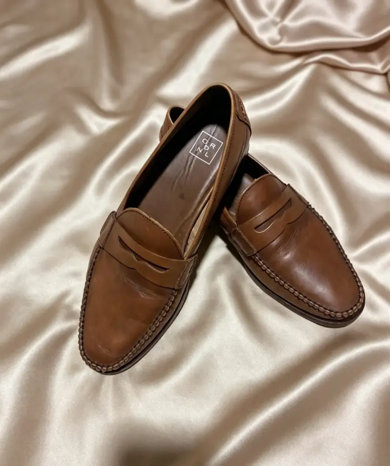 Mocasines de cuero marrón para hombre - 3