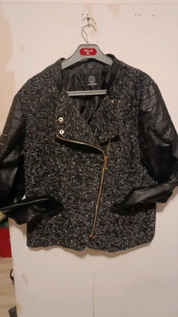 Chaqueta de mujer con mangas de cuero talla L - 1