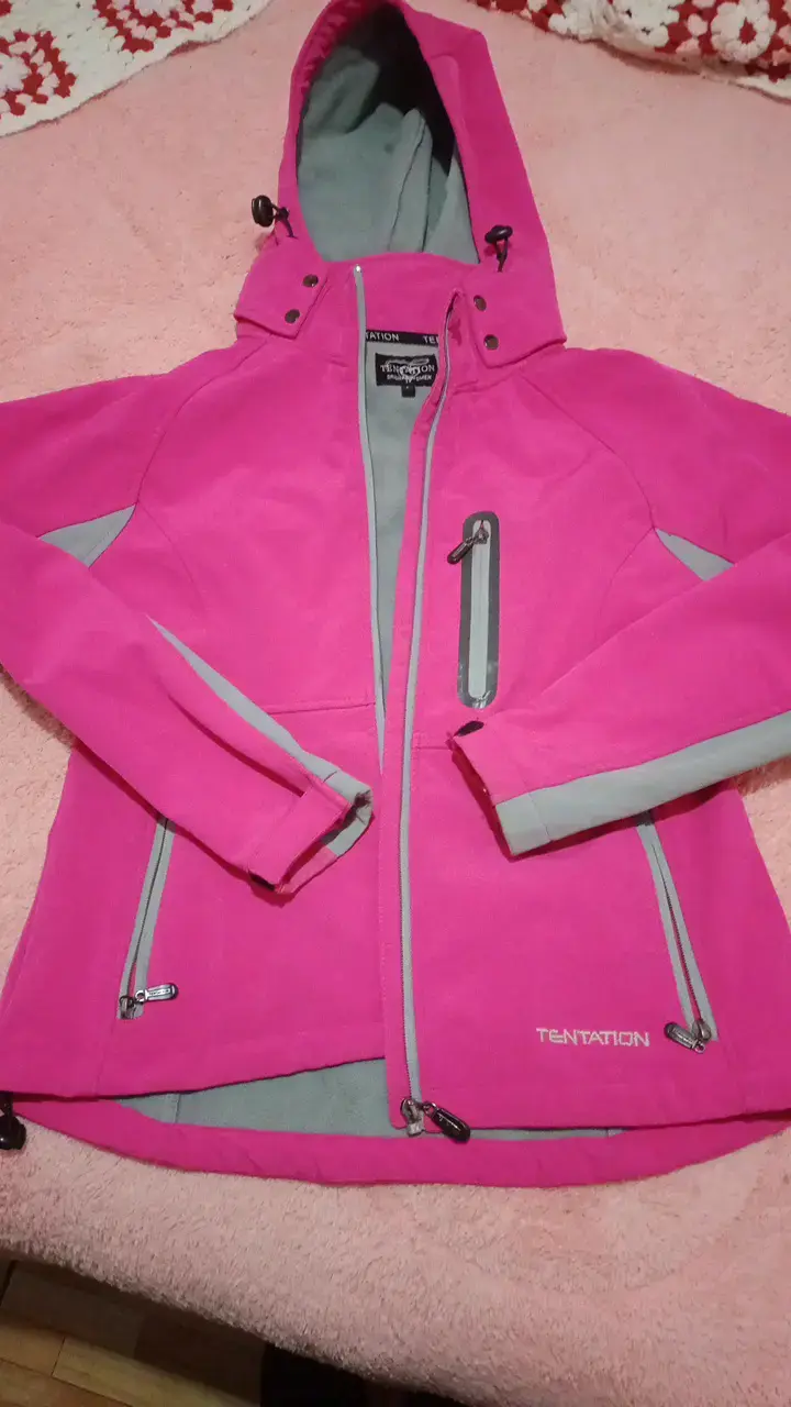 Chaqueta softshell rosa Tentation con capucha - 1