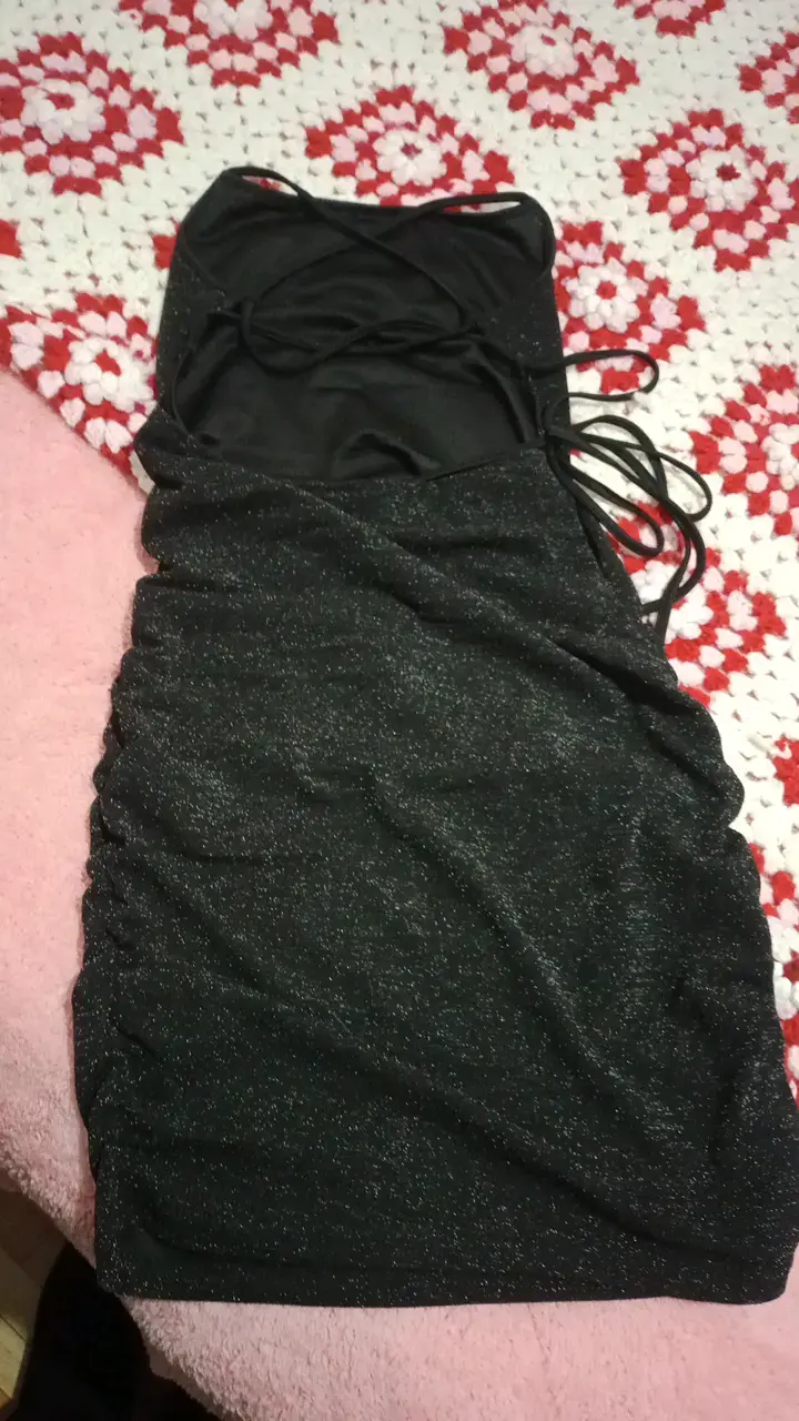 Vestido negro brillante para fiesta - 3