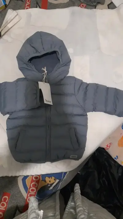 Chaqueta acolchada para bebé Opaline azul - miniatura 1