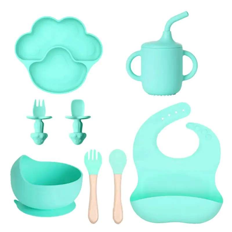 Set de alimentación para bebé de silicona rosa - 2