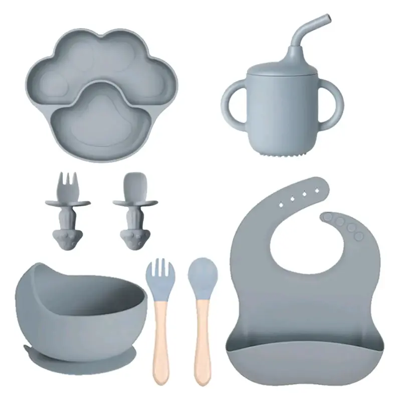 Set de alimentación para bebé de silicona rosa - 4