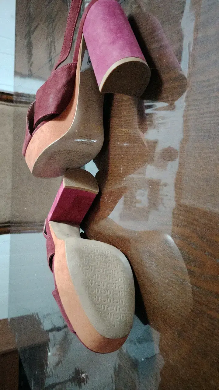Sandalias de tacón burdeos para mujer - 4