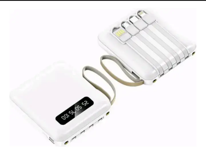 Cargador portátil con cables integrados y pantalla LED - 1
