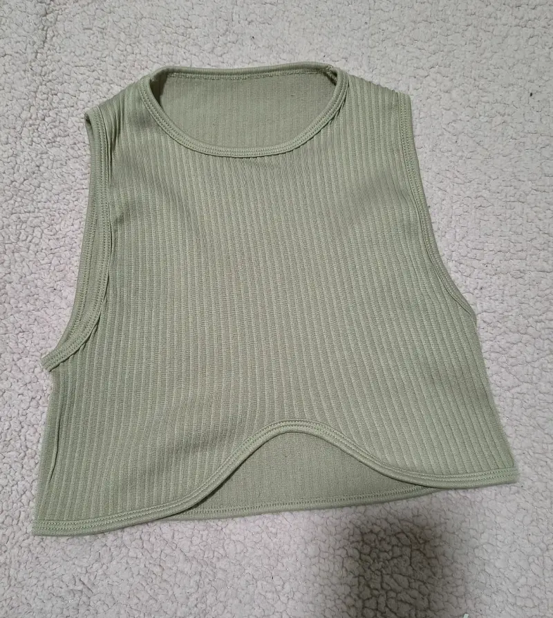 Top corto sin mangas color beige para mujer - 2
