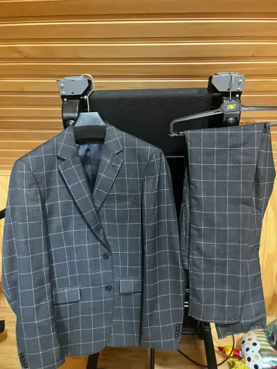 Traje formal a cuadros gris - miniatura 4