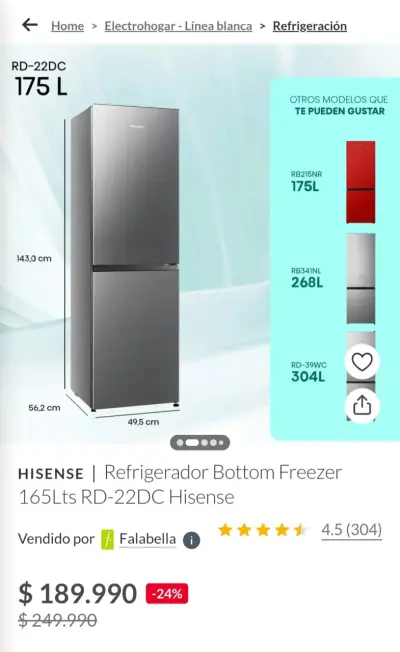 Refrigerador Hisense de dos puertas en buen estado - miniatura 5