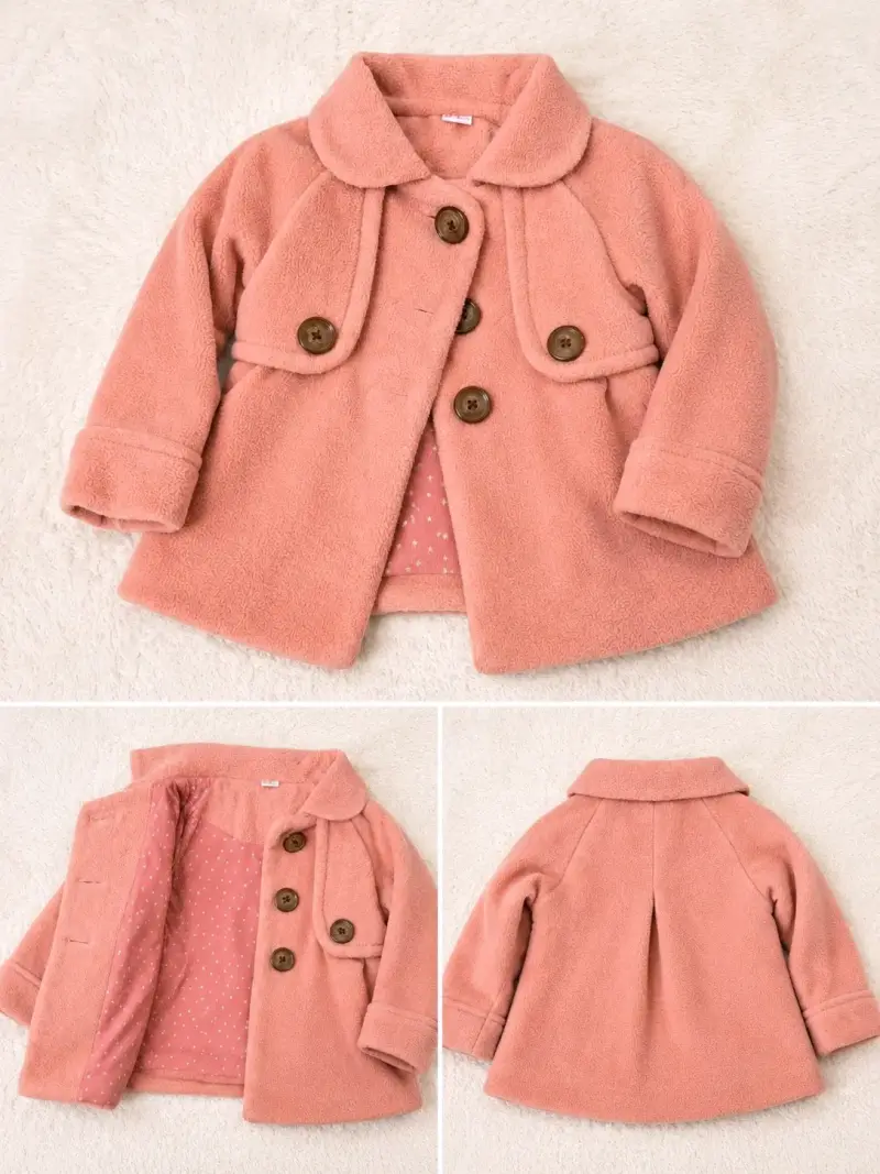 Abrigo infantil rosado con botones de madera
