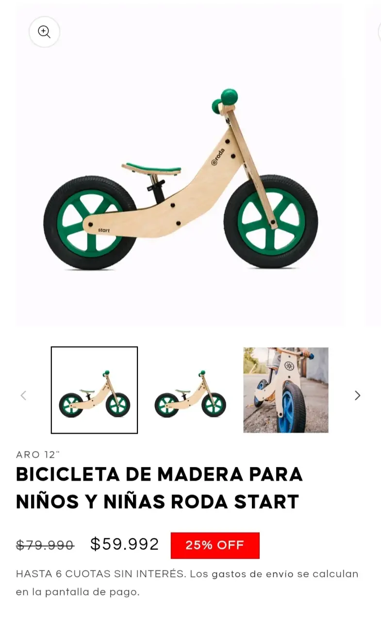 Bicicleta de equilibrio de madera para niños - 6
