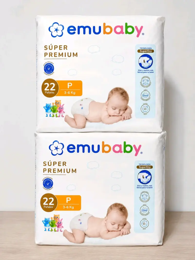 Pañales Emubaby Súper Premium Talla P 3-6 kg
