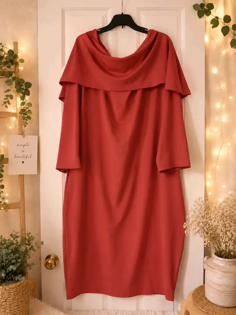 Vestido rojo con cuello amplio para mujer 2XL A 3X