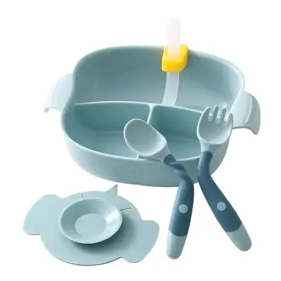 Set de vajilla infantil con compartimentos y cubiertos - miniatura 1