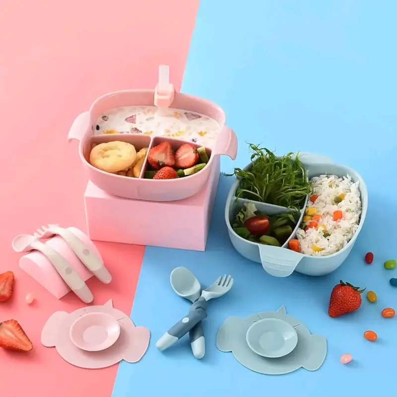 Set de vajilla infantil con compartimentos y cubiertos - 3