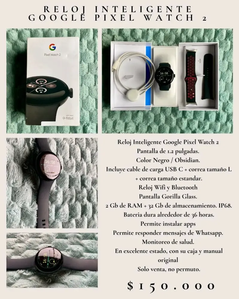 Reloj Inteligente Google Pixel Watch 2 Negro