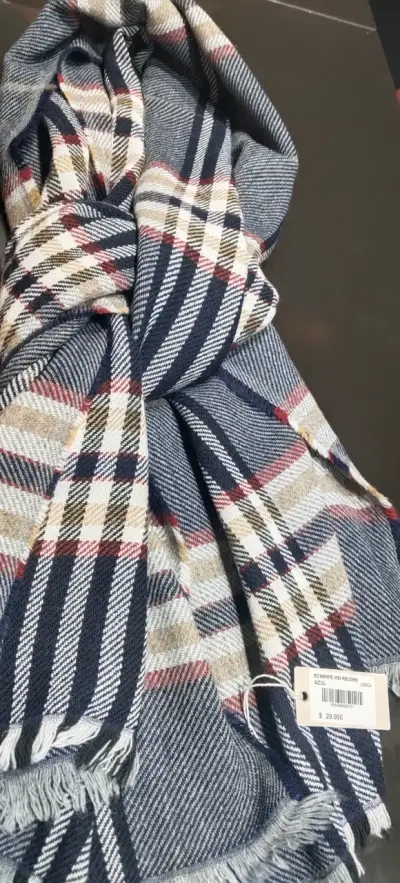 Bufanda de cuadros azul y beige marca previgie - miniatura 1