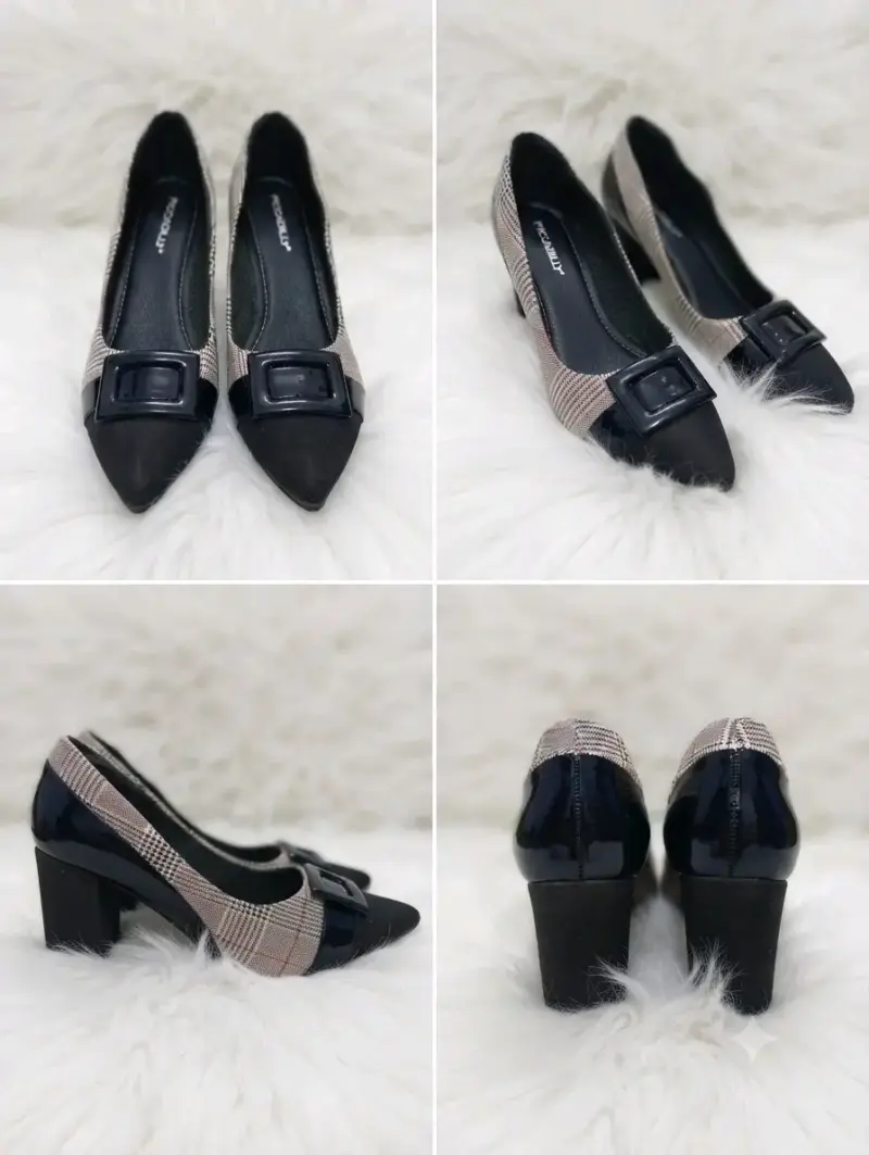 Zapatos de tacón con hebilla y diseño a cuadros - 1