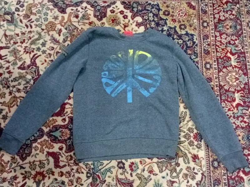 Polerón gris con diseño gráfico - 1
