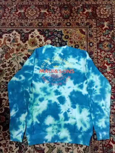 Polerón tie-dye azul y blanco unisex - miniatura 2
