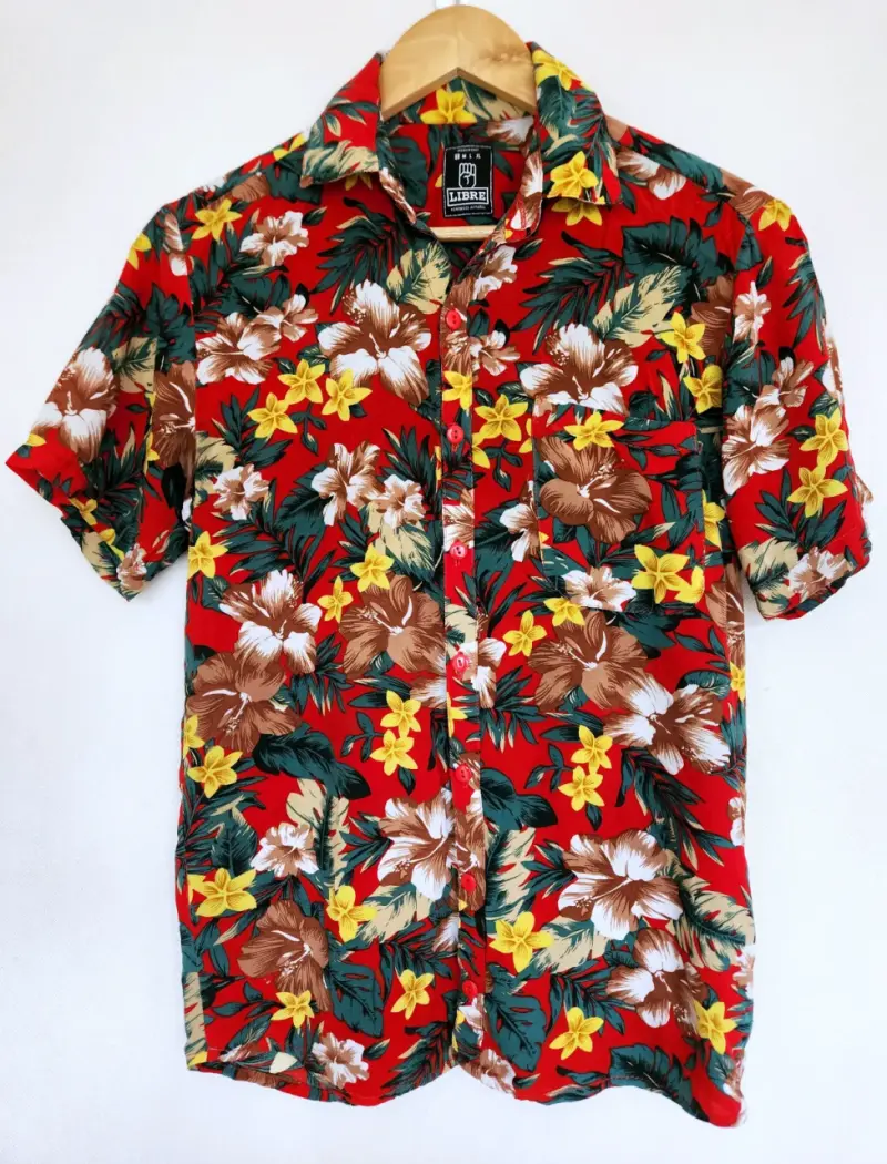 Camisa hawaiana floral roja para hombre - 1
