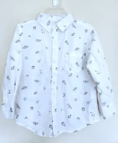 Camisa infantil blanca con estampado espacial - miniatura 1