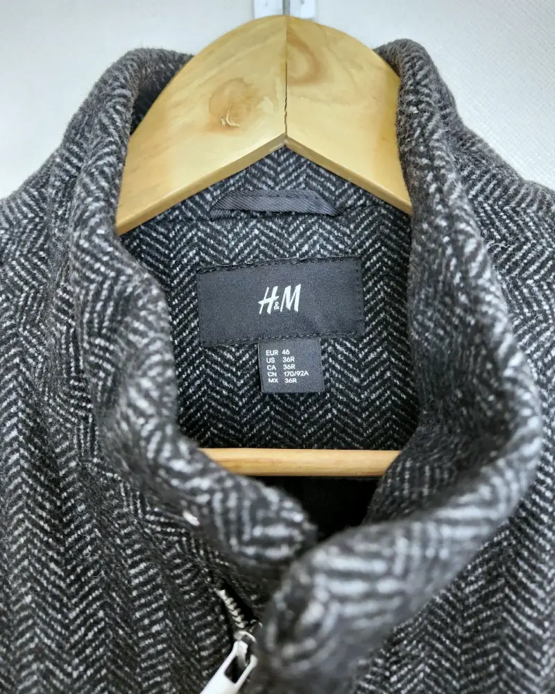 Abrigo de lana gris para hombre HyM - 3