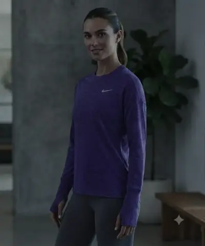 Polera deportiva Nike morada de manga larga - miniatura 1