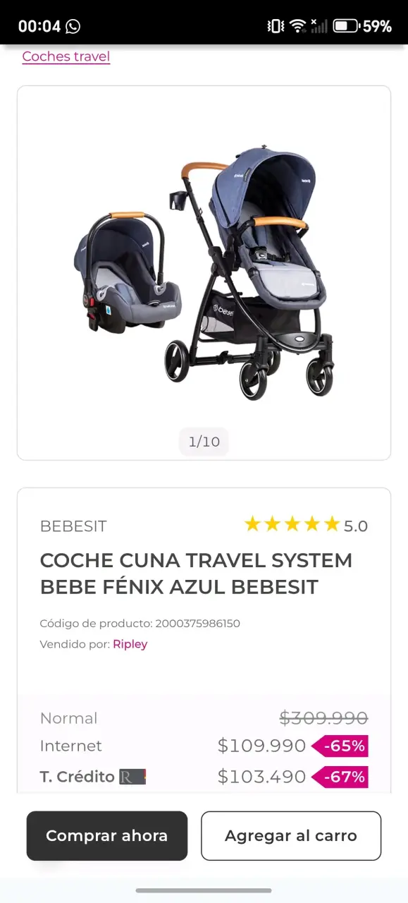 Silla de Auto Bebesit para Bebé en Buen Estado - 3