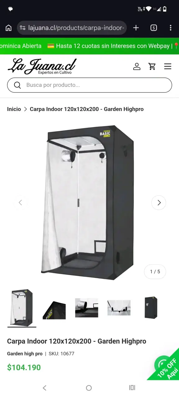 Carpa Indoor 120x120x200 Garden Highpro para Cultivo