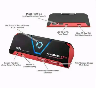 Capturadora de Video AVerMedia 4K Live Gamer Portable 2 Plus - miniatura 4