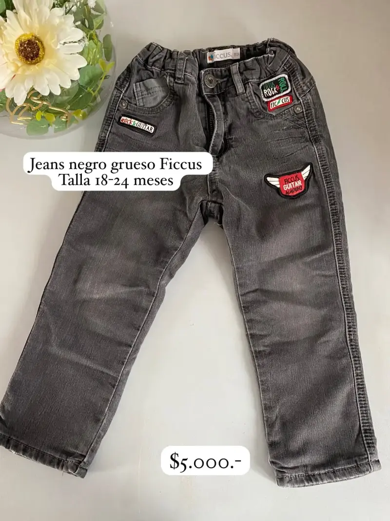Jeans negro grueso Ficcus para niños 18-24 meses