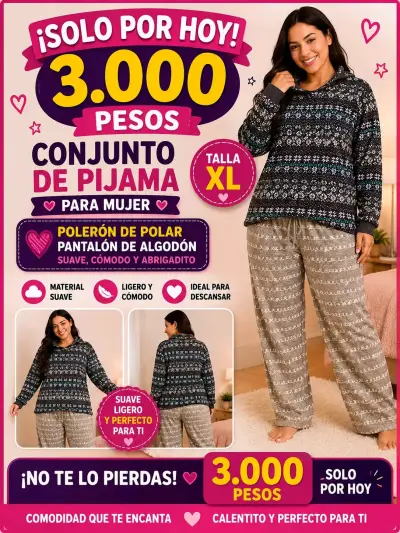Conjunto de pijama polar para mujer talla XL - miniatura 1