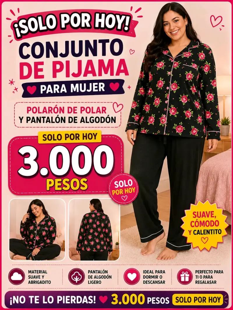 Conjunto de pijama polar para mujer talla XL - 2