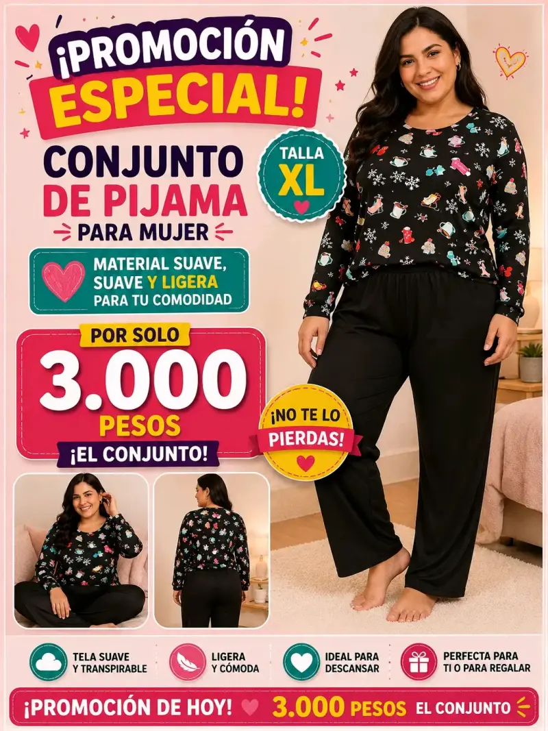 Conjunto de pijama polar para mujer talla XL - 3