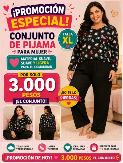 Conjunto de pijama polar para mujer talla XL - miniatura 3