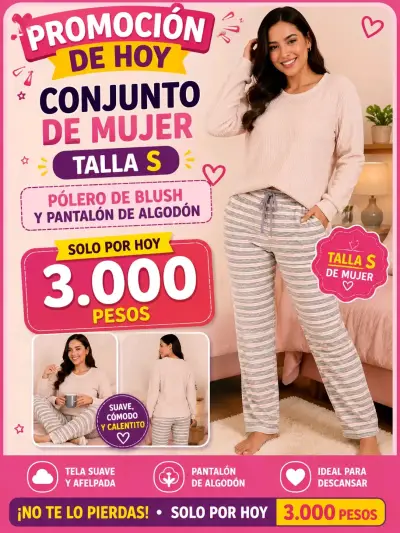 Conjunto de pijama polar para mujer talla XL - miniatura 5