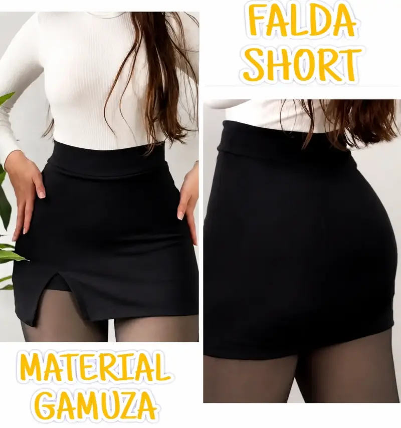 Falda short de gamuza negra