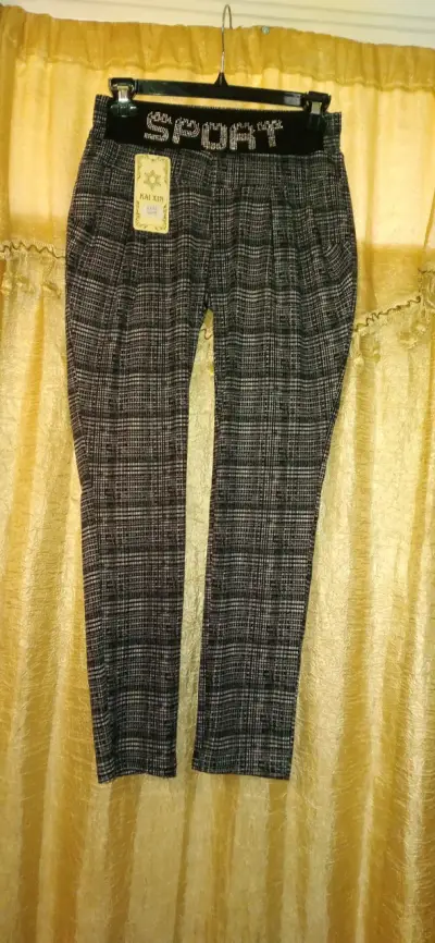 Pantalones calza  rayados negros para mujer - miniatura 2