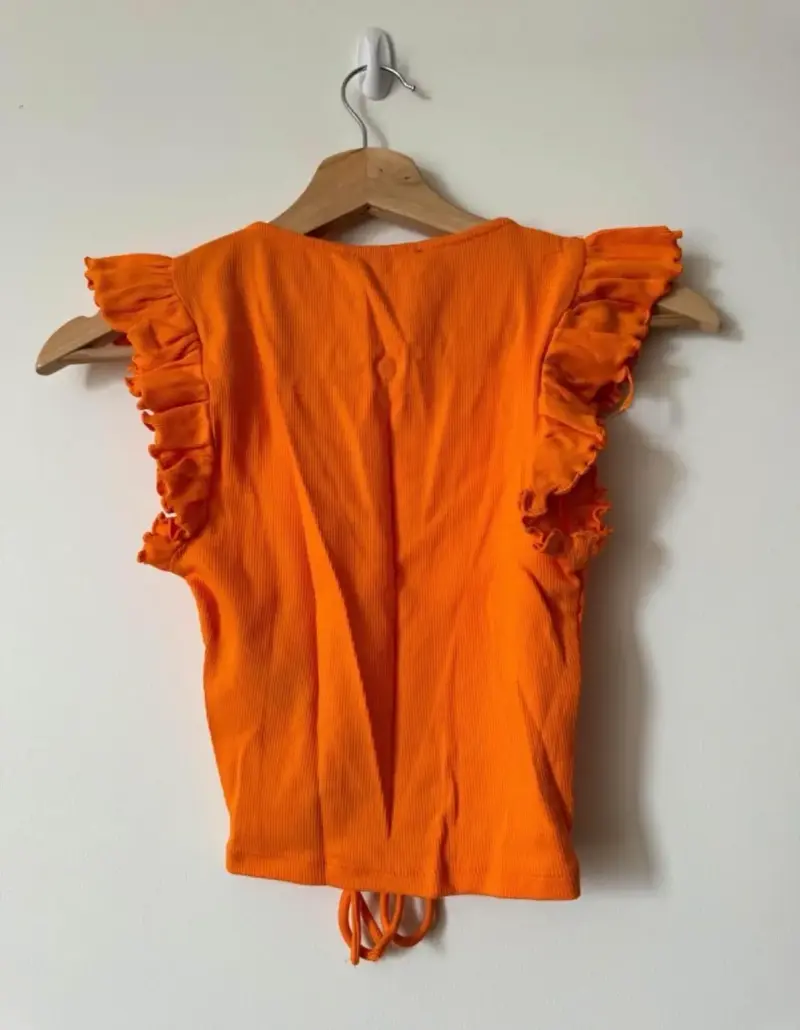 Crop top naranja con volantes Zara - 2
