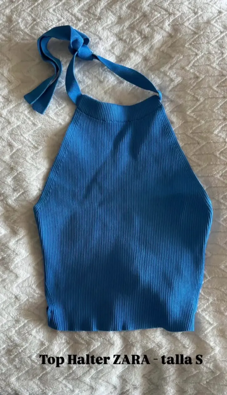 Top punto Halter Azul Zara