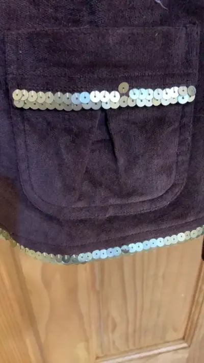 Blazer de terciopelo marrón con lentejuelas - miniatura 2