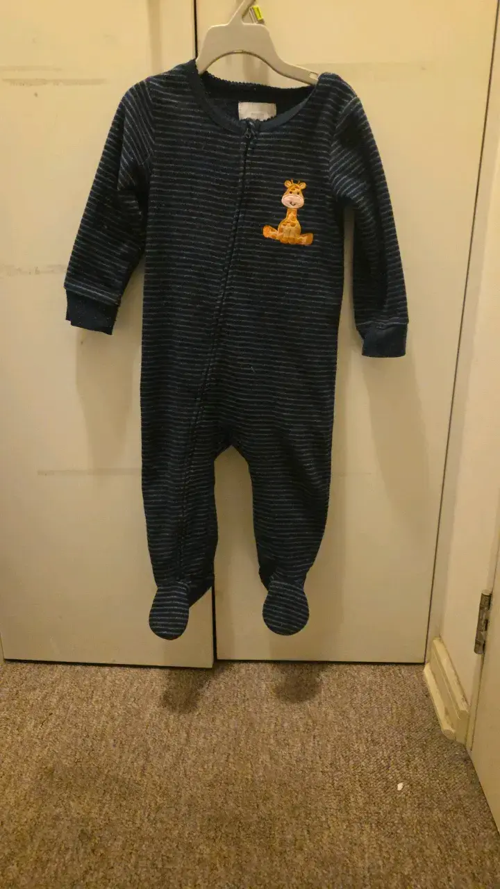 Pijama enterito para bebé azul con jirafa - 1